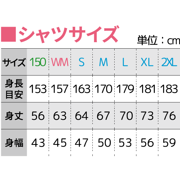 コスパNo.1スウェットサイズ表