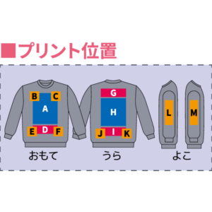 クルーネックスウェットプリント位置